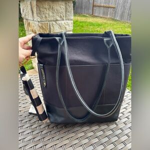 R Riveter Otto Tote Black Canvas Leather Shoulder
Bag American Handmade 2017